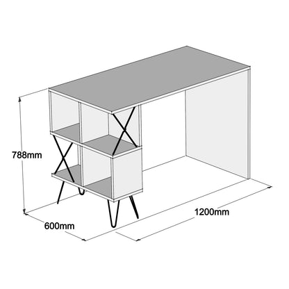 Secretária de Estudo e Trabalho "Oslo" – 120x60x78,8 cm – Cor Nogueira e Preto - Design Moderno