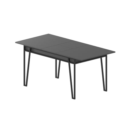 Mesa de Jantar Extensível "Pal" – Antracite – 132-170x80x76 cm – Design Boho Industrial