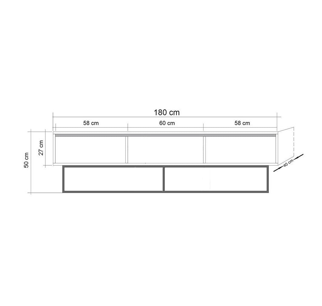 Móvel de TV "Milo" – Nogueira e Preto - 180x40x50 cm – Design Moderno