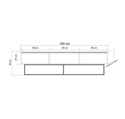 Móvel de TV "Milo" – Nogueira e Preto - 180x40x50 cm – Design Moderno