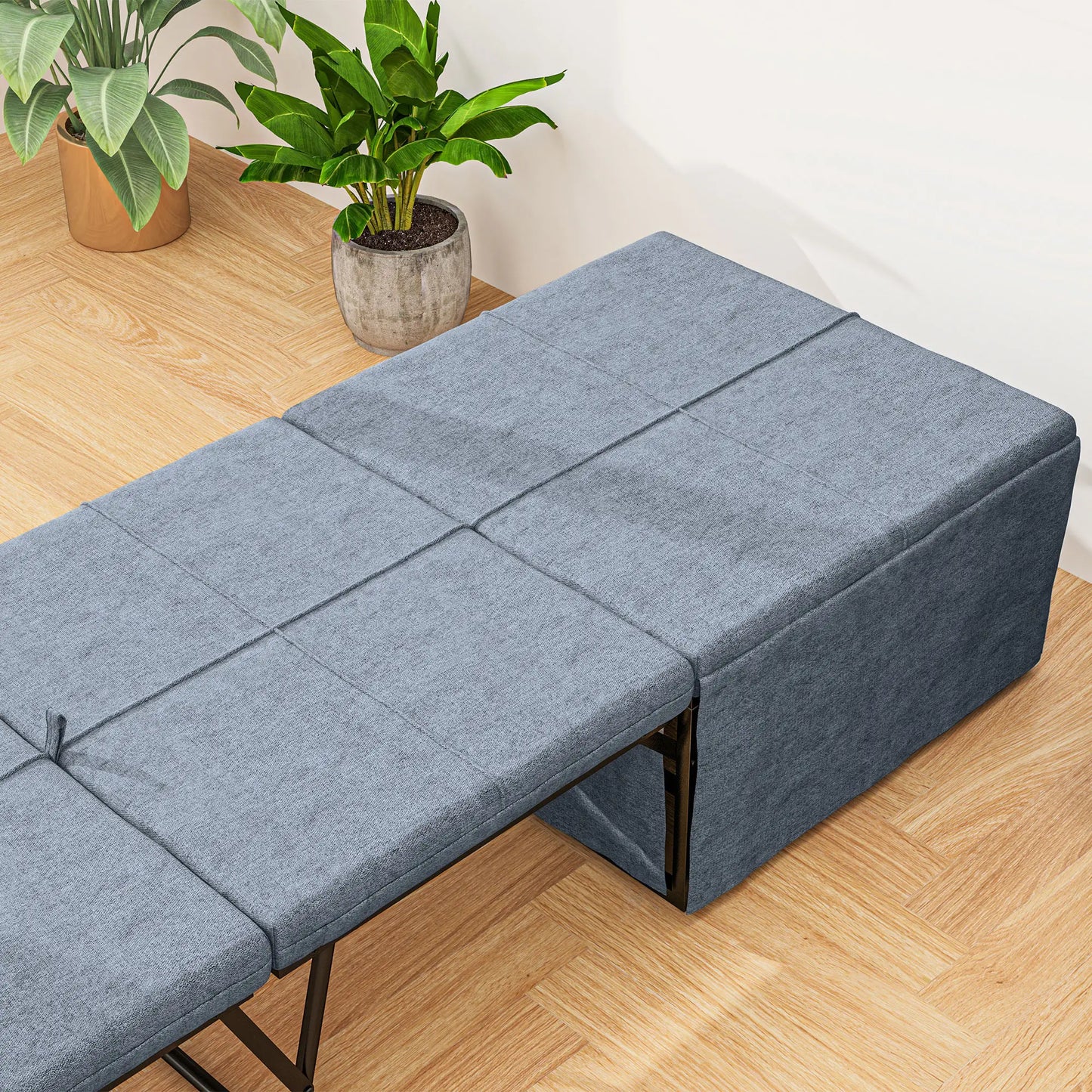 Cama Dobrável "Açores" com Capa de Proteção - Cinza - 180x68 cm - Metal e Espuma - Design Versátil