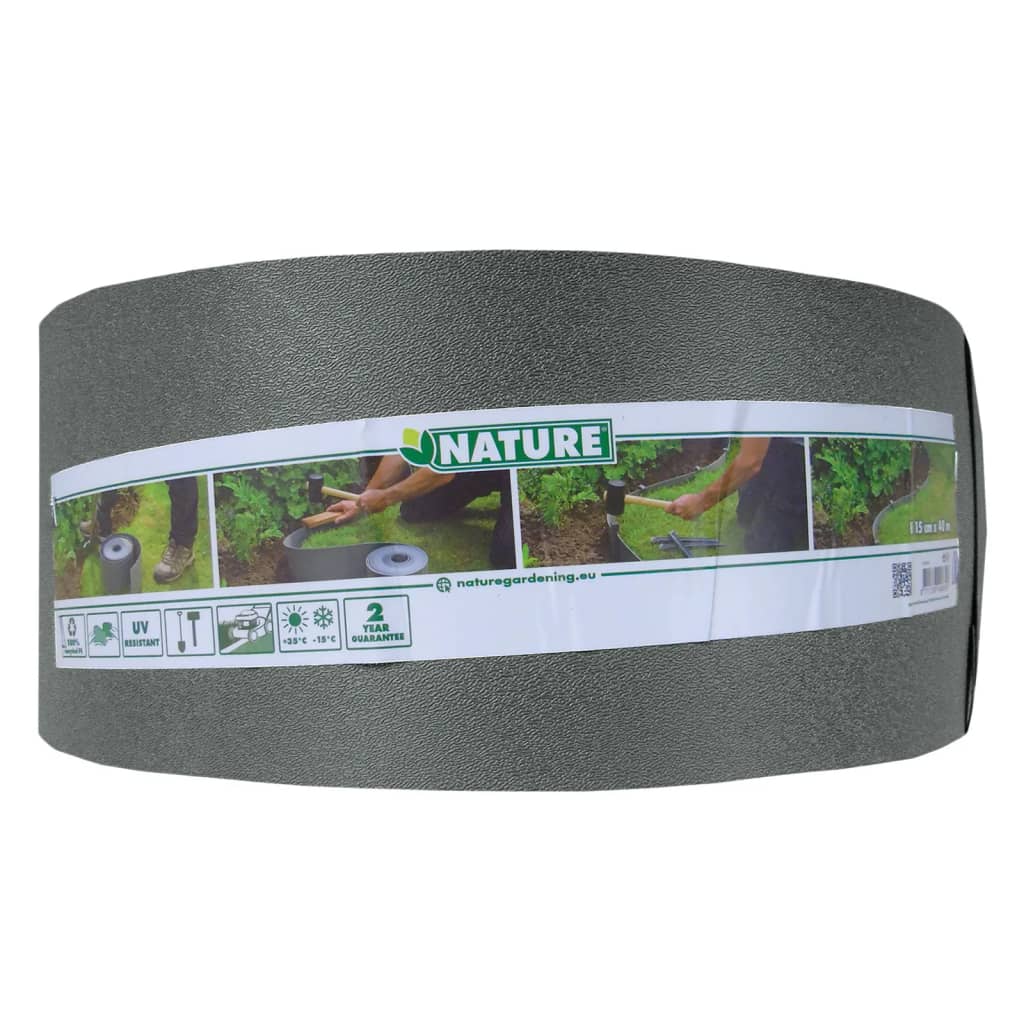 Nature Limitador de bordas de jardim 15cmx40cm 3mm cinzento