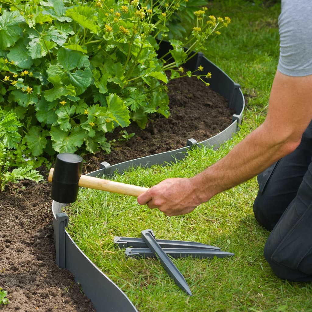 Nature Limitador de bordas de jardim 15cmx40cm 3mm cinzento