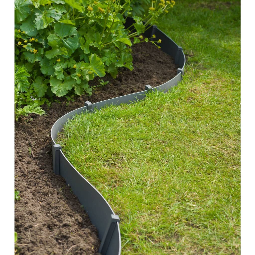 Nature Limitador de bordas de jardim 15cmx40cm 3mm cinzento