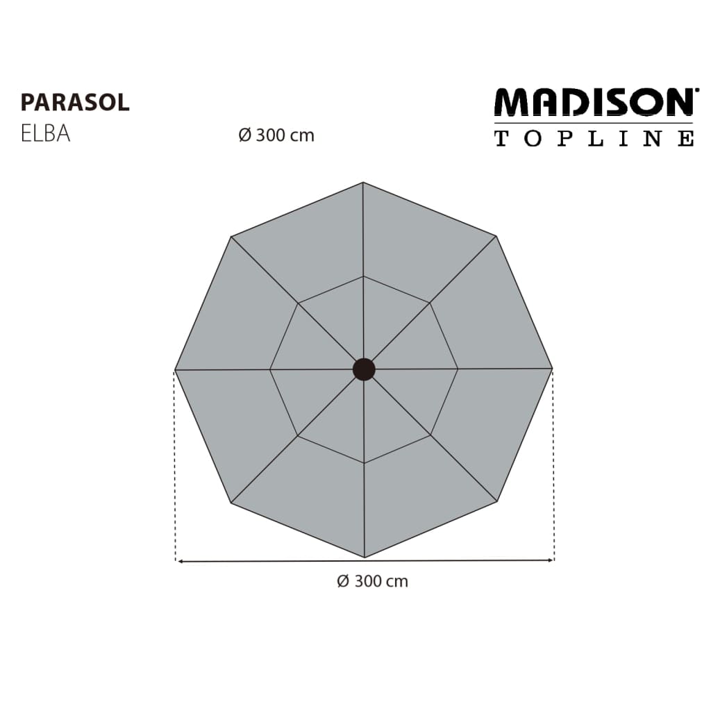 Madison Guarda-sol de jardim Elba 300 cm cinzento-acastanhado