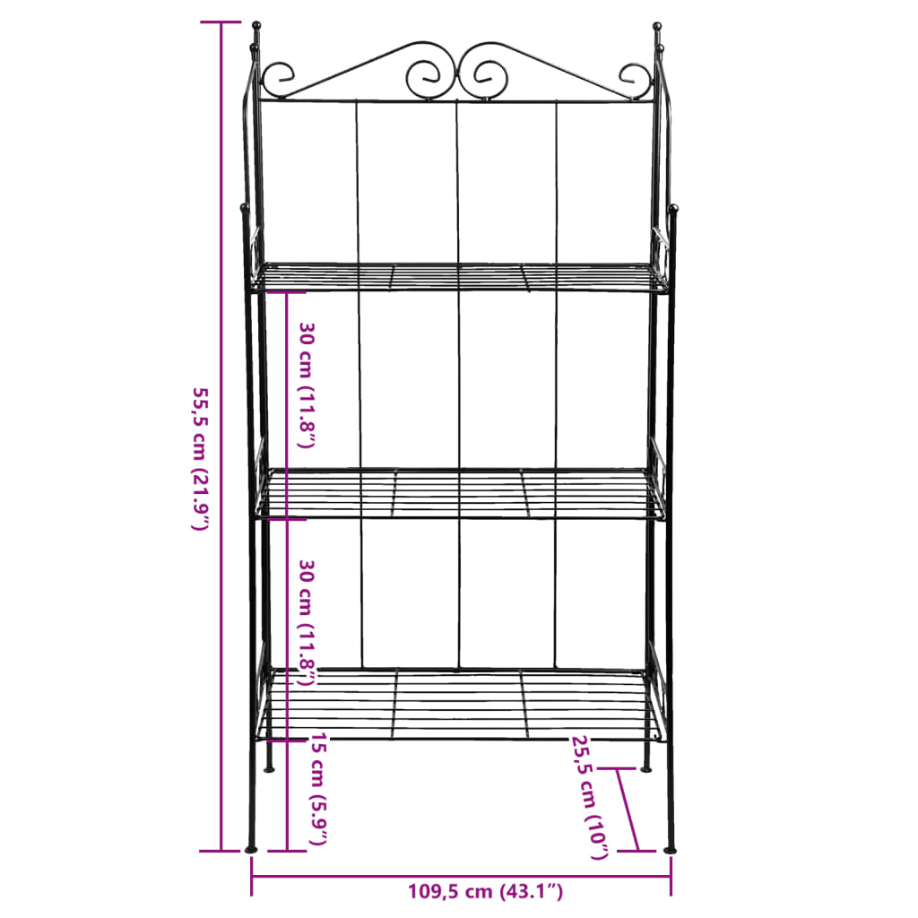 Esschert Design Estante com 3 prateleiras L