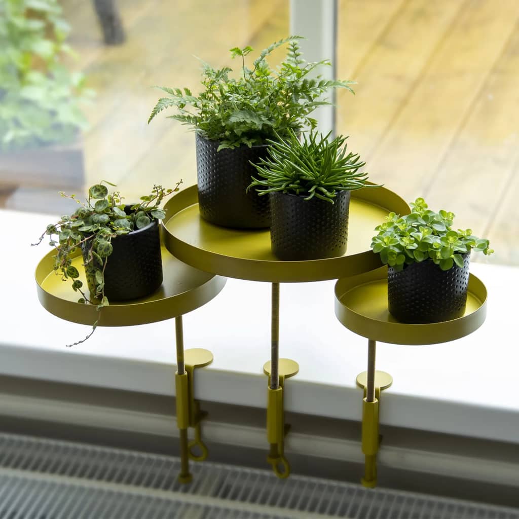 Esschert Design Tabuleiro p/ plantas redondo com braçadeira S dourado