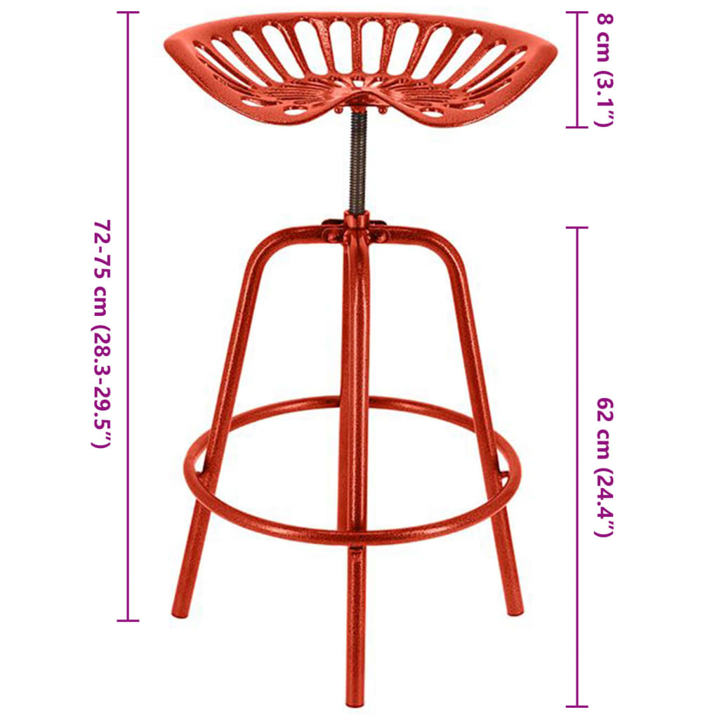 Esschert Design Cadeira de bar industrial vermelho