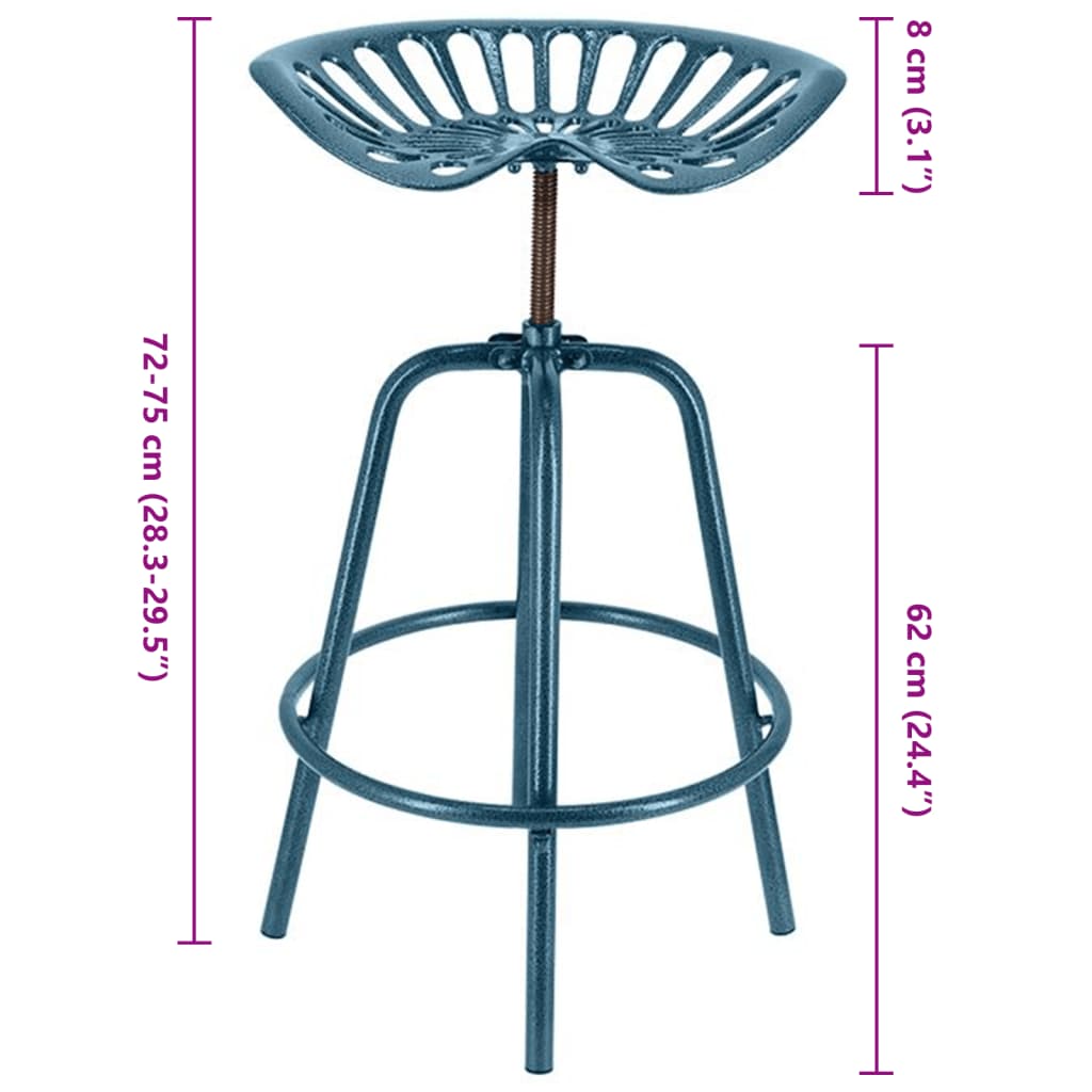 Esschert Design Cadeira de bar industrial azul