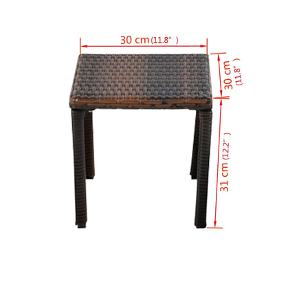 Espreguiçadeiras com mesa 2 pcs vime PE castanho