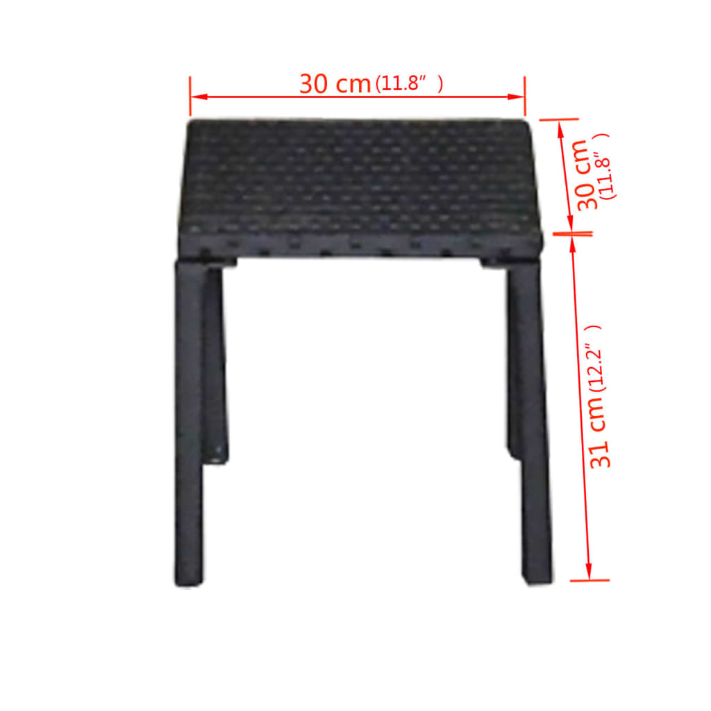 Espreguiçadeiras com mesa 2 pcs vime PE preto