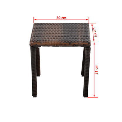 Espreguiçadeiras com mesa 2 pcs vime PE castanho