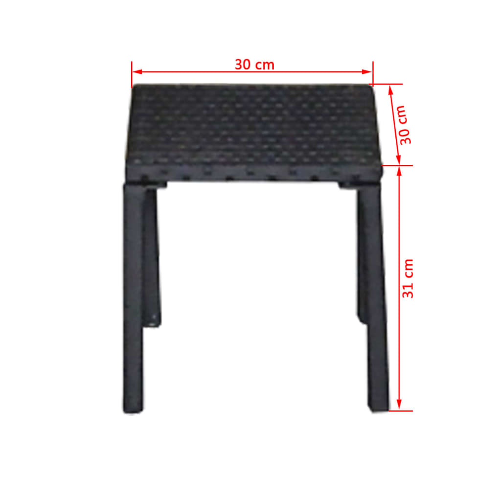 Espreguiçadeiras com mesa 2 pcs vime PE preto