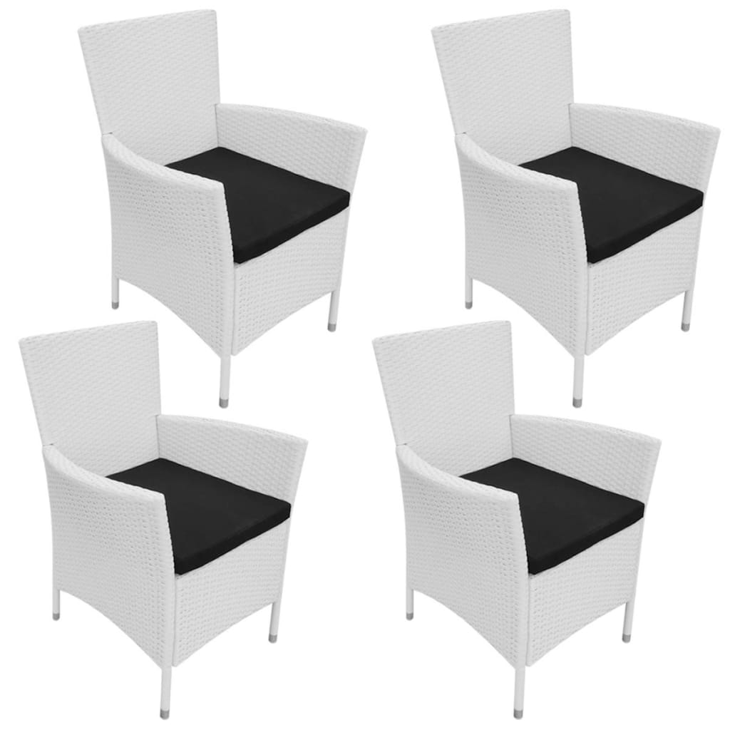 5 pcs conjunto de jantar para exterior vime branco nata