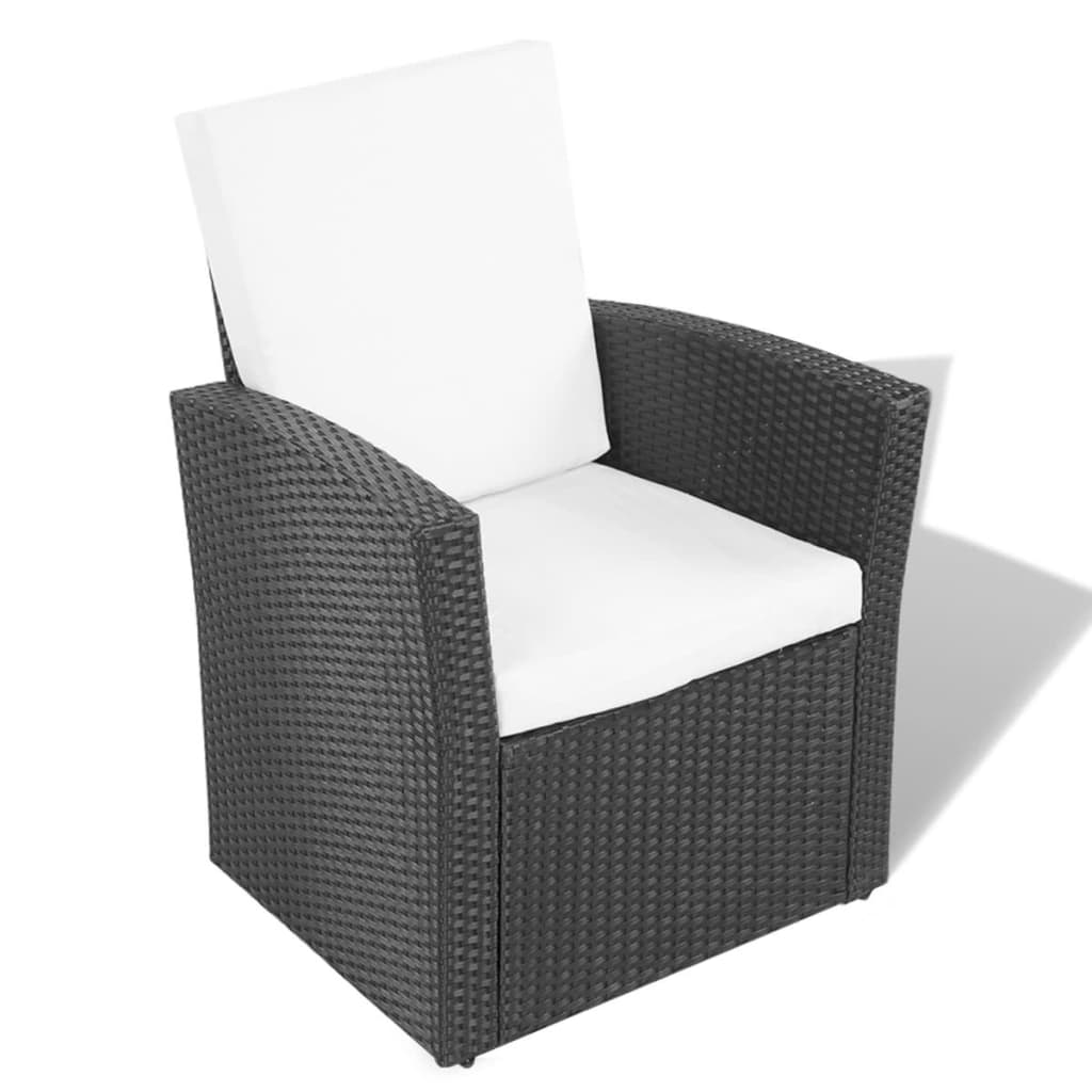 4 pcs conjunto lounge de jardim c/ almofadões vime PE preto