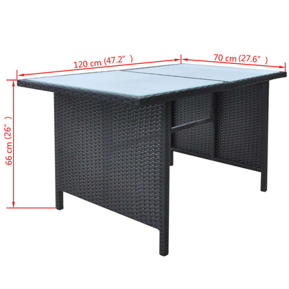 Conjunto de Refeição de Exterior Tyr - 1 Sofá, 2 Poltronas, 2 Bancos e 1 Mesa - Vime Preto - Design Natura