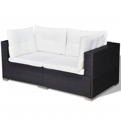 6 pcs conjunto lounge de jardim com almofadões vime PE preto