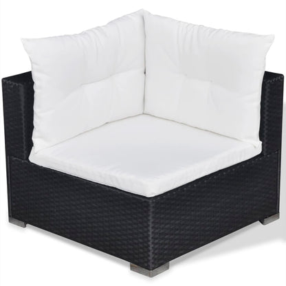 6 pcs conjunto lounge de jardim com almofadões vime PE preto