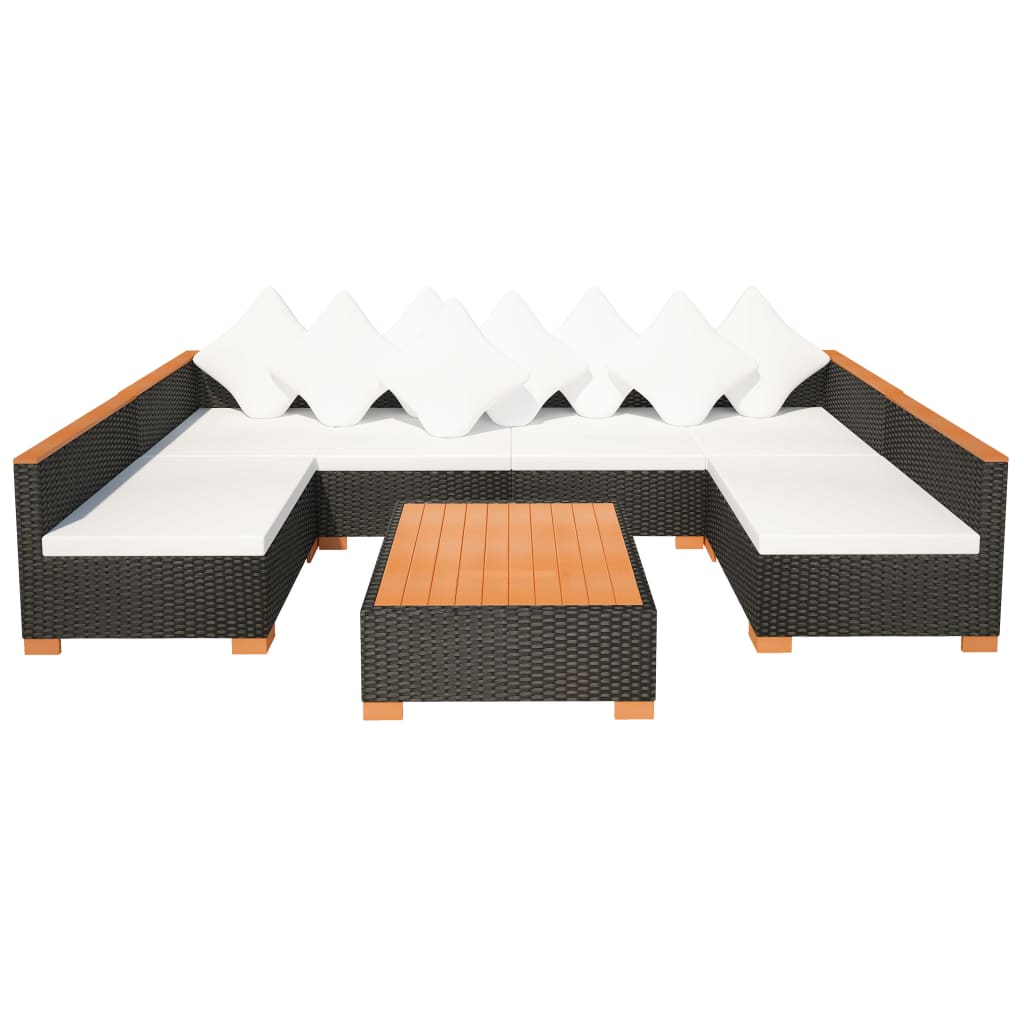 Conjunto Lounge de Exterior Loup em Vime Preto - Sofá e Mesa de Centro - Design Moderno