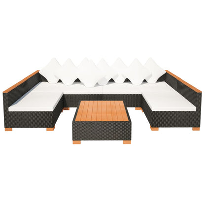 Conjunto Lounge de Exterior Loup em Vime Preto - Sofá e Mesa de Centro - Design Moderno