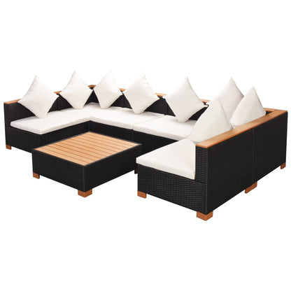 Conjunto Lounge de Exterior Loup em Vime Preto - Sofá e Mesa de Centro - Design Moderno