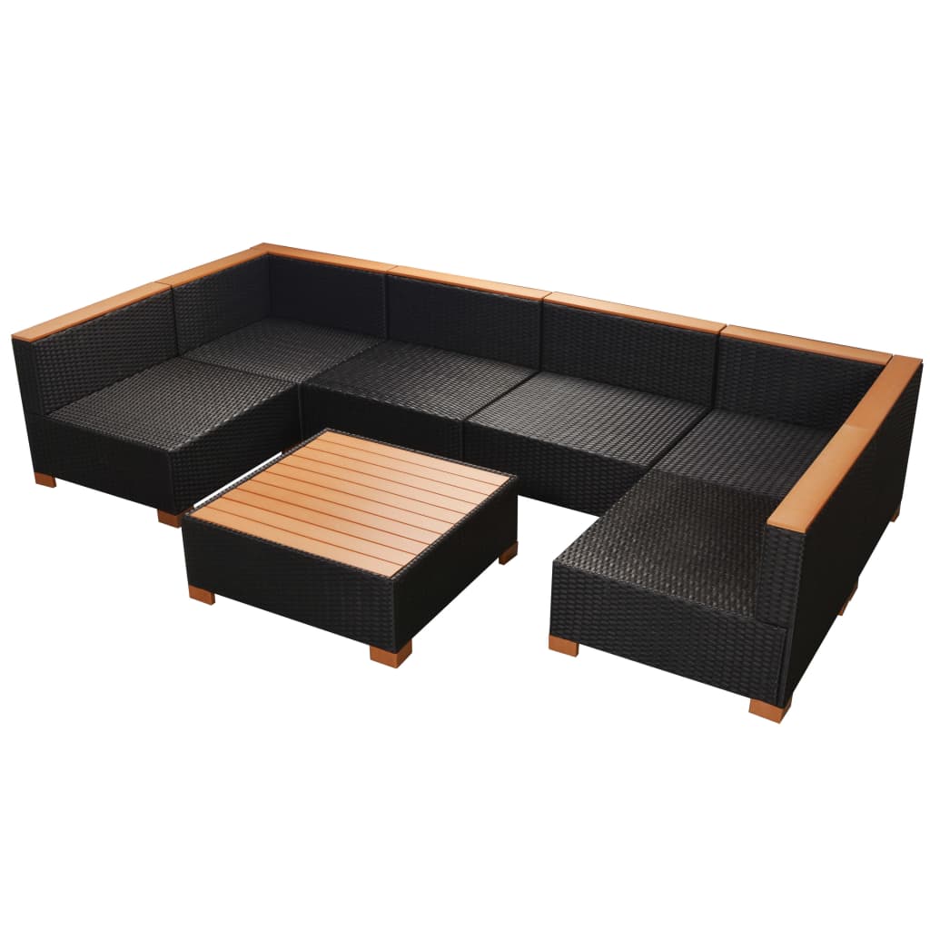 Conjunto Lounge de Exterior Loup em Vime Preto - Sofá e Mesa de Centro - Design Moderno