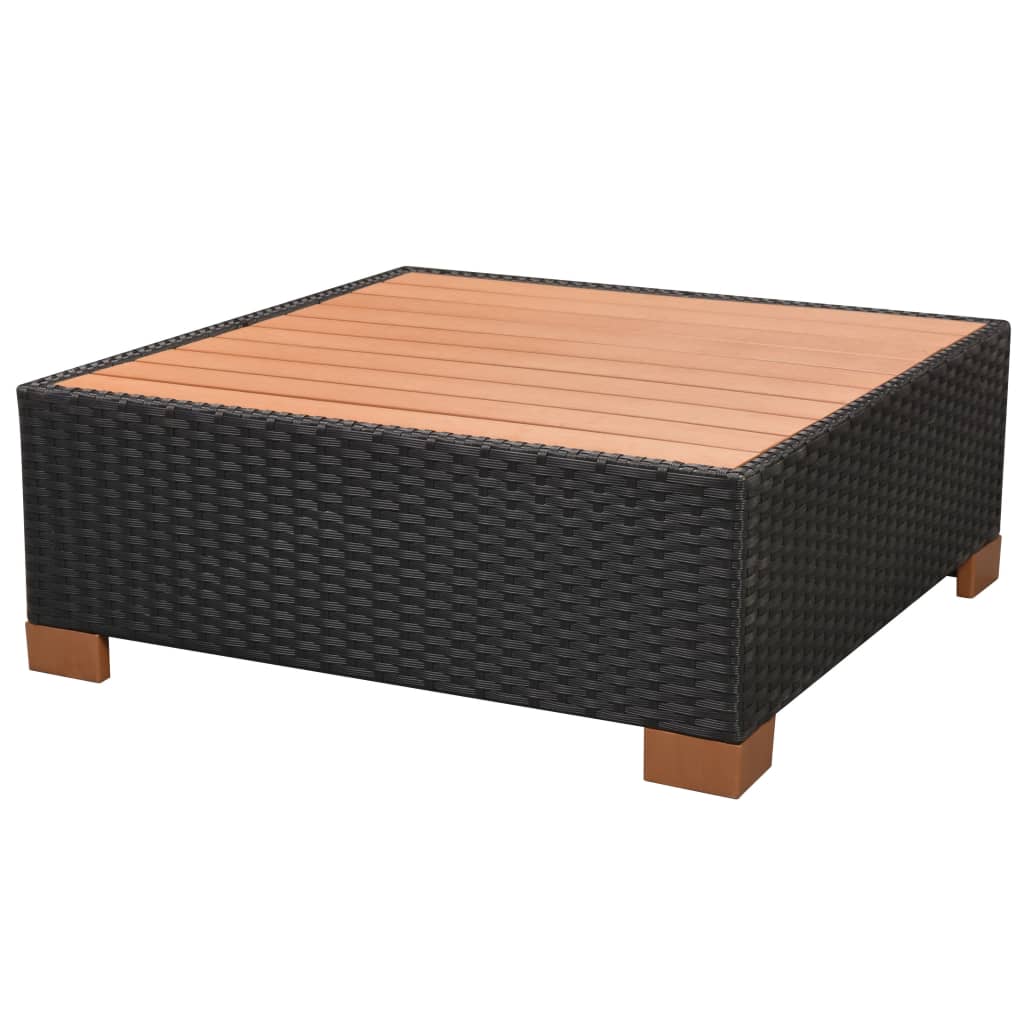 Conjunto Lounge de Exterior Loup em Vime Preto - Sofá e Mesa de Centro - Design Moderno