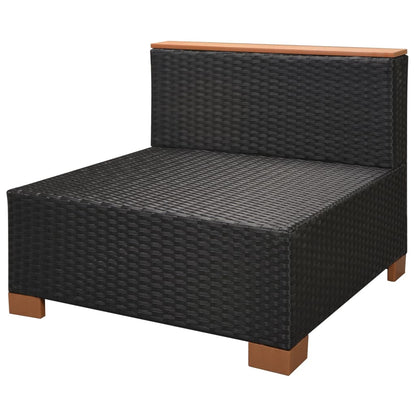 6 pcs conjunto lounge de jardim c/ almofadões vime PE preto