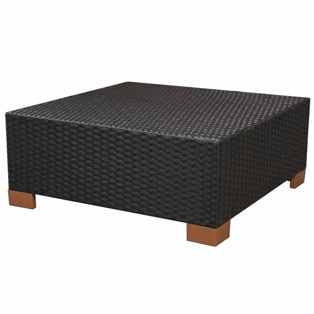 7 pcs conjunto lounge de jardim c/ almofadões vime PE preto