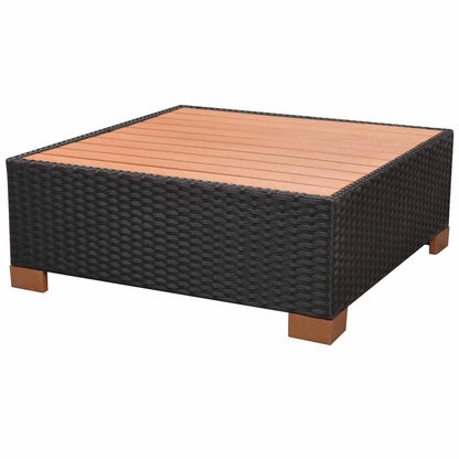 8 pcs conjunto lounge de jardim c/ almofadões vime PE preto