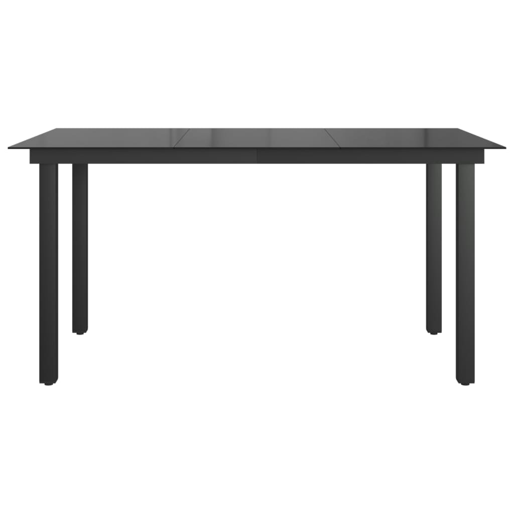 Mesa de jardim em alumínio e vidro 150x90x74 cm preto