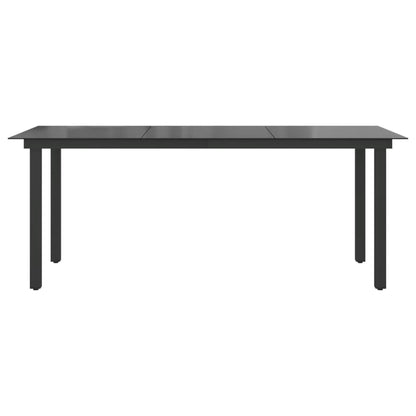 Mesa de jardim em alumínio e vidro 190x90x74 cm preto