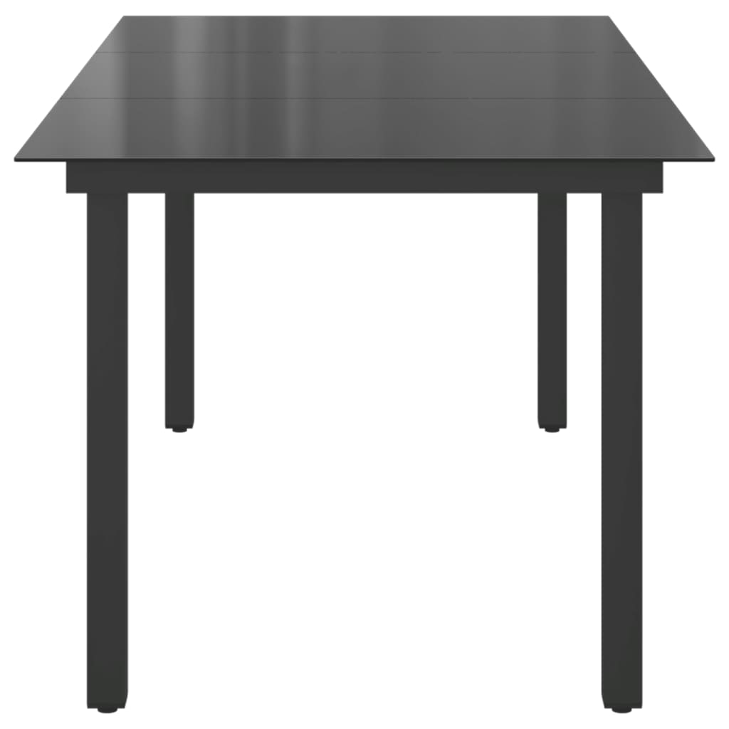 Mesa de jardim em alumínio e vidro 190x90x74 cm preto