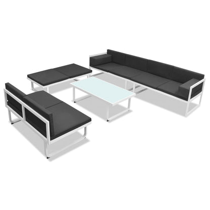 5 pcs conjunto lounge para jardim textilene e alumínio preto