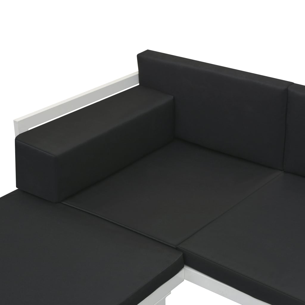 5 pcs conjunto lounge para jardim textilene e alumínio preto