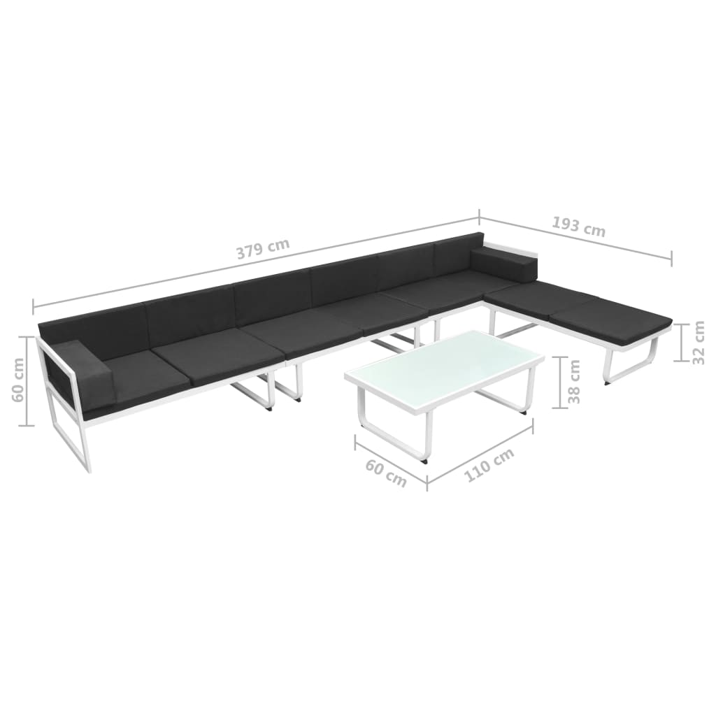 5 pcs conjunto lounge para jardim textilene e alumínio preto