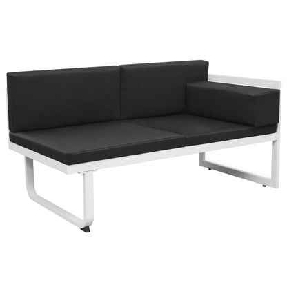 4 pcs conjunto lounge p/ jardim com almofadas alumínio preto