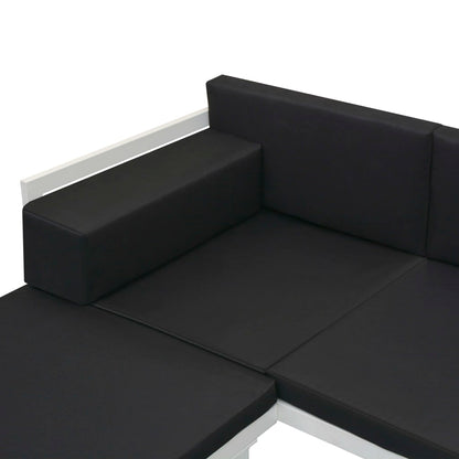 4 pcs conjunto lounge p/ jardim com almofadas alumínio preto