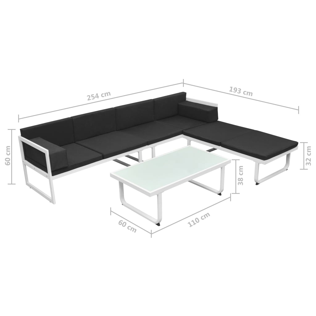 4 pcs conjunto lounge p/ jardim com almofadas alumínio preto