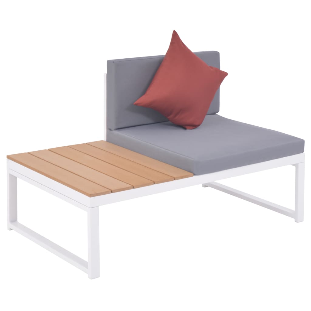 5 pcs conjunto lounge p/ jardim com almofadas alumínio e WPC