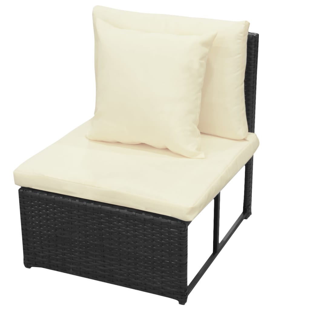 8 pcs conjunto lounge de jardim c/ almofadões vime PE preto