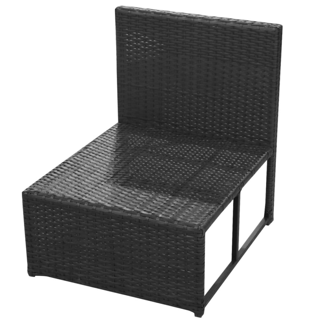 8 pcs conjunto lounge de jardim c/ almofadões vime PE preto