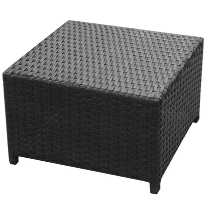 8 pcs conjunto lounge de jardim c/ almofadões vime PE preto