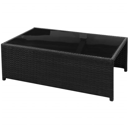 8 pcs conjunto lounge de jardim c/ almofadões vime PE preto