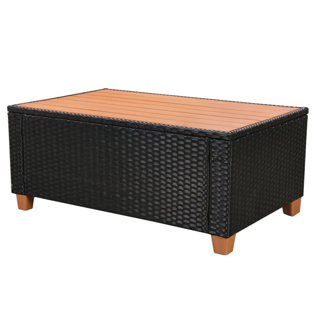 5 pcs conjunto lounge de jardim c/ almofadões vime PE preto