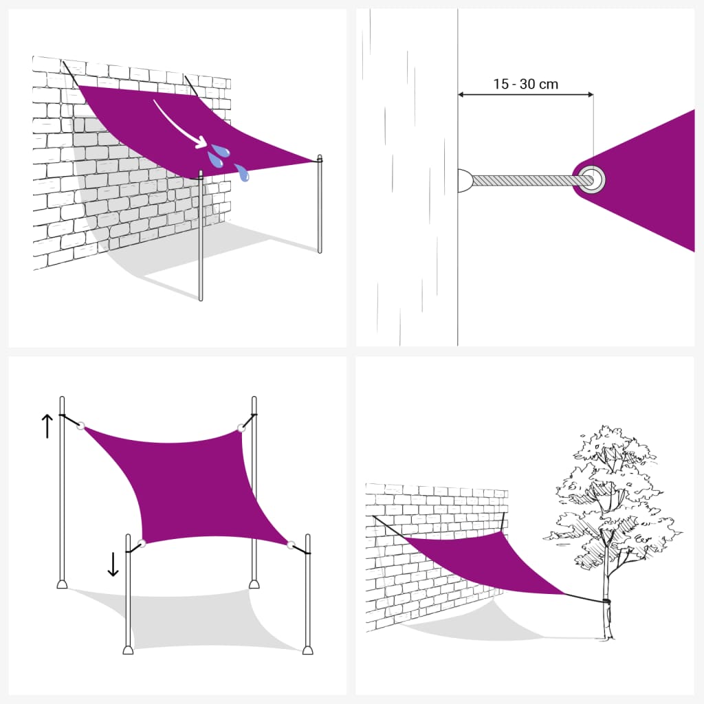 Para-sol estilo vela PEAD quadrado 2x2 m antracite