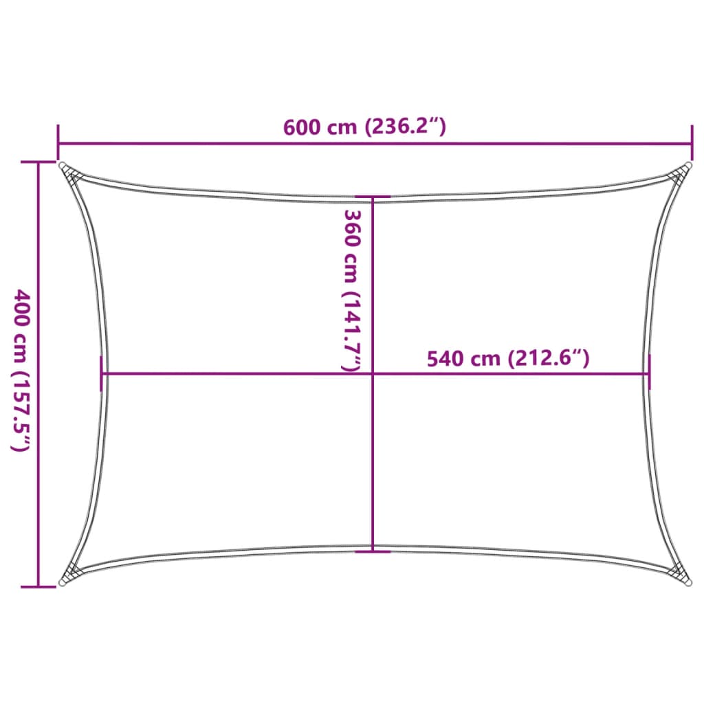 Guarda-sol em PEAD retangular 4 x 6 m branco