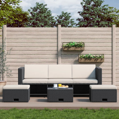 Conjunto de Sofá Lounge CasaBlanca para Jardim - Vime Preto - Design Natura