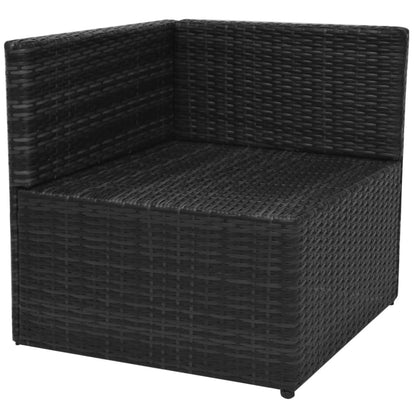 5 pcs conjunto lounge de jardim c/ almofadões vime PE preto