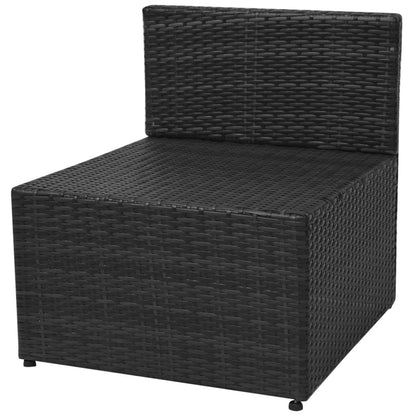 5 pcs conjunto lounge de jardim c/ almofadões vime PE preto